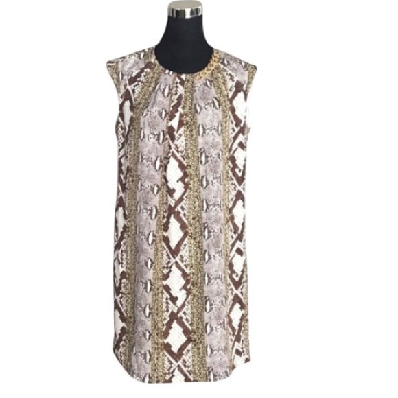 MICHAEL Michael Kors Dresses & Skirts - Michael Kors Ecru Gold Chain Snakeskin Dress